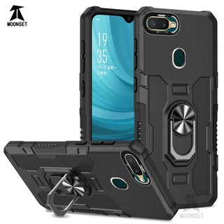 Dành Cho OPPO A5s / A7 / A12 / A11K / F9 Ốp điện thoại PC Cứng Mặt Sau Mềm TPU Edge Bảo Vệ Camera Giá Đỡ Nhẫn Chân Đế Chống Sốc Mỏng Vỏ