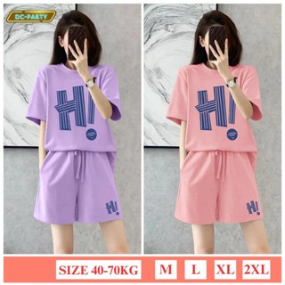 Set đồ nữ, Quần đùi kèm áo phông nữ mẫu HI size 40-70kg , Đồ bộ nữ mặc ở nhà chất liệu thoáng mát, Đồ Ngủ nữ