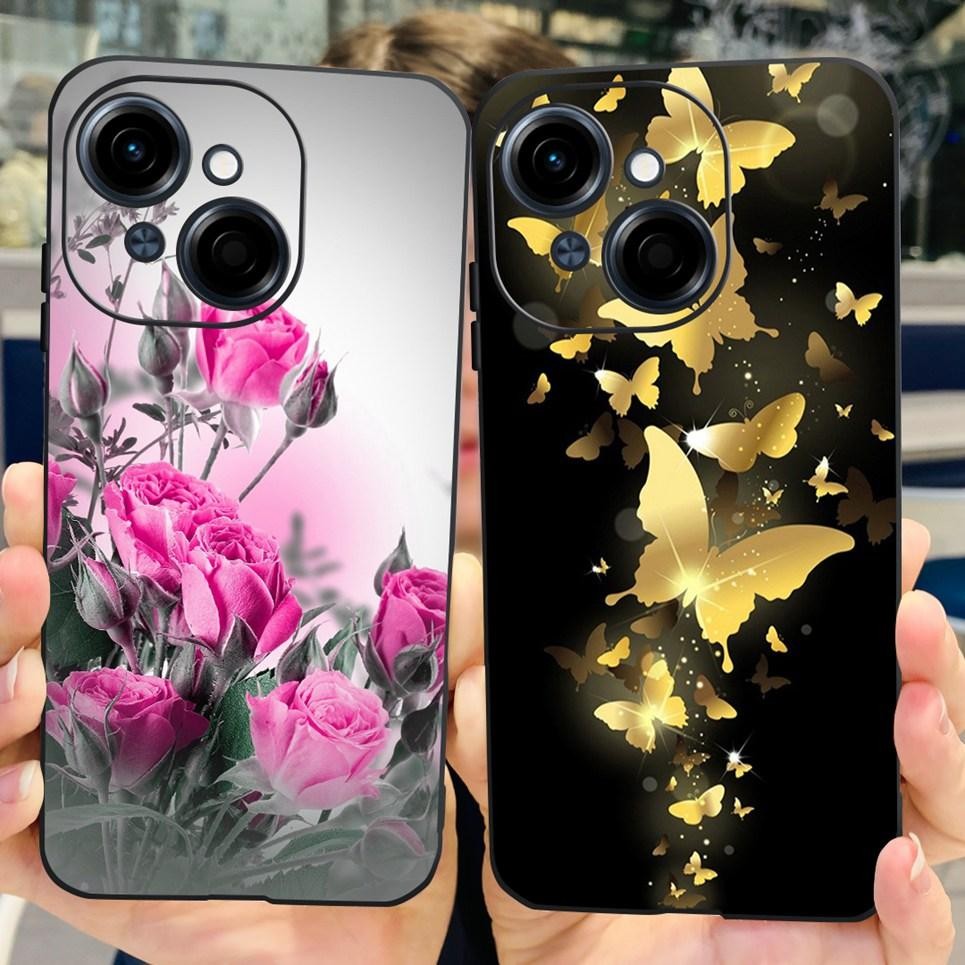 Hoa Bướm Nữ Thời Trang Ốp Lưng Tecno Spark GO 1 Spark GO 2025 Vỏ Điện Thoại Mờ Mềm TPU Silicone GO1 GO2025