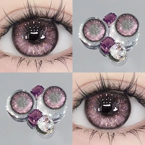 （-0°-450°）🌈ZM 🌈/Set 2 Kính Áp Tròng Màu tím/đen/xám thời trang contact lens hợp lệ 6 tháng 0.00--6.00 Độ 996