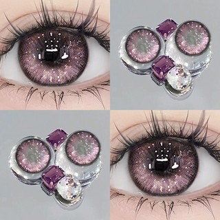 Set 2 Kính Áp Tròng Màu Đen contact lenses 0 ~ -8.00 black len 14.2mm lens cận lens nâu bean black 996