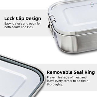 Hộp cơm bằng thép không gỉ 304- Hộp cơm bằng kim loại 2 ngăn, Hộp Bento kim loại dành cho trẻ em và người lớn, 800ML, Máy rửa chén an toàn