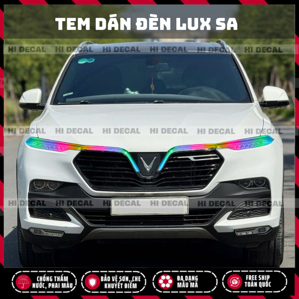 Tem dán đèn Lux SA, decal dán đổi đèn Vinfast Lux SA, tem trang trí đèn chống nước bền màu