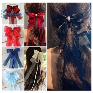 Kudosation Mới Ngọt Ngào Lớn Nơ Dành Cho Nữ Bé Gái Gothic Ruy Băng Dài Chắc Chắn Kẹp Tóc Đuôi Ngựa Dễ Thương Dây Buộc Tóc Thời Trang Phụ Kiện Tóc