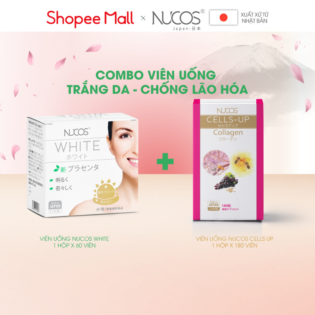 Ảnh TPBVSK Combo Hỗ Trợ Chống Lão Hoá Viên Uống Nucos White Hộp 60 Viên Và Nucos Cells Up Hộp 180 Viên 2