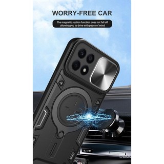 Ốp lưng cho Honor X8 X8a X8b X7 X7a X6 X6a X6b HonorX8b HonorX8a HonorX6a HonorX6b 4G 5G, vỏ kim loại có vòng bảo vệ điện thoại, giá đỡ, đẩy camera, bảo vệ lưng cứng chống sốc