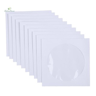 [Nhà Điện] Hộp Đựng Phong Bì Cửa Sổ Trong Suốt Túi Giấy Gấp Màu Trắng 10 / 50 Chiếc 12.5CM CD DVD Đĩa Giấy Tay Áo mới