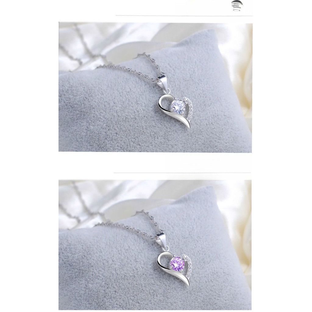 Vòng cổ mặt dây chuyền nữ bằng bạc Sterling 925 Dát Đá Zircon sang trọng nhẹ đơn giản sành điệu mới