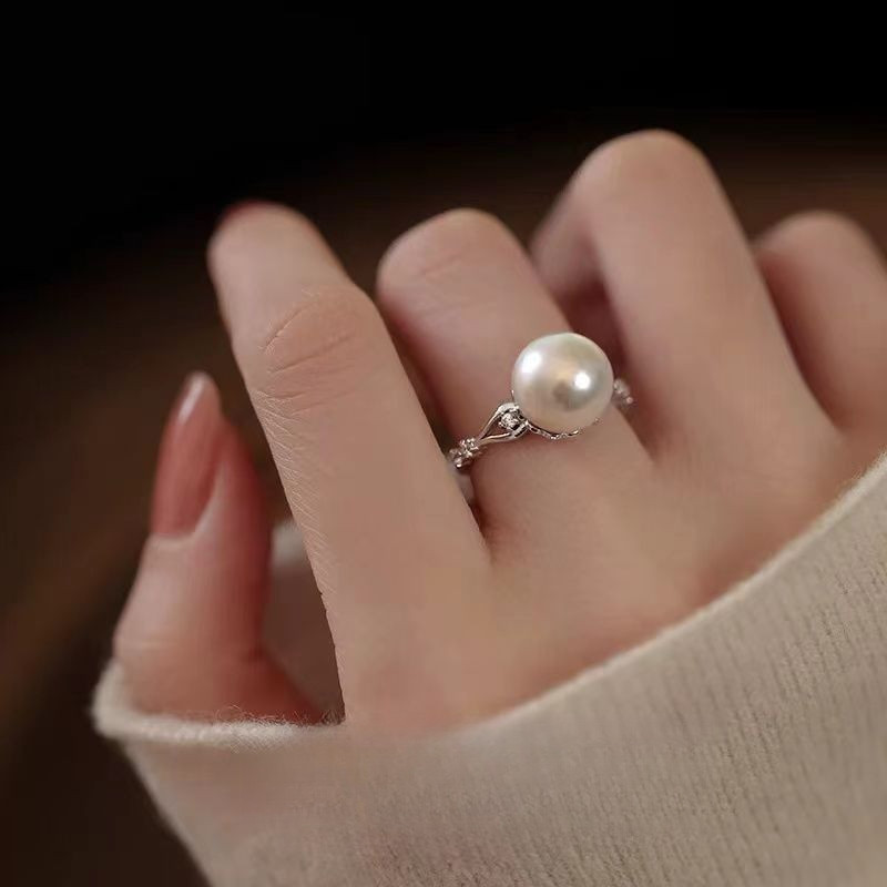 Nhẫn nữ ngọc trai nước ngọt dát bạc Sterling 925 thiết kế sang trọng nhẹ thời trang mới