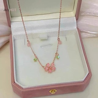 Julyhot Lãng Mạn Quyến Rũ Hồng Hoa Anh Đào Pendent Vòng Cổ Nữ Phong Cách Hàn Quốc Zircon Hoa Xương Đòn Dây Chuyền Trang Sức Tiệc Choker Quà Tặng Massivedeals