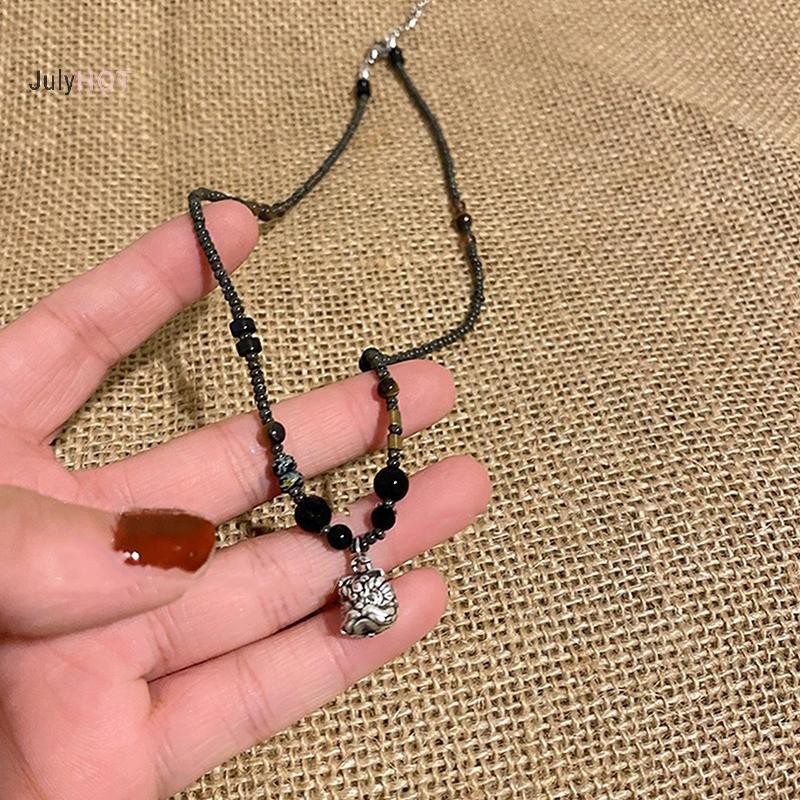Julyhot Vintage Phong Cách Trung Hoa Sư Tử Mặt Dây Chuyền Đính Hạt Vòng Cổ Dành Cho Nữ May Mắn Punk Cặp Đôi Xương Đòn Dây Xích Phụ Kiện Phong Cách Dân Tộc Massivedeals