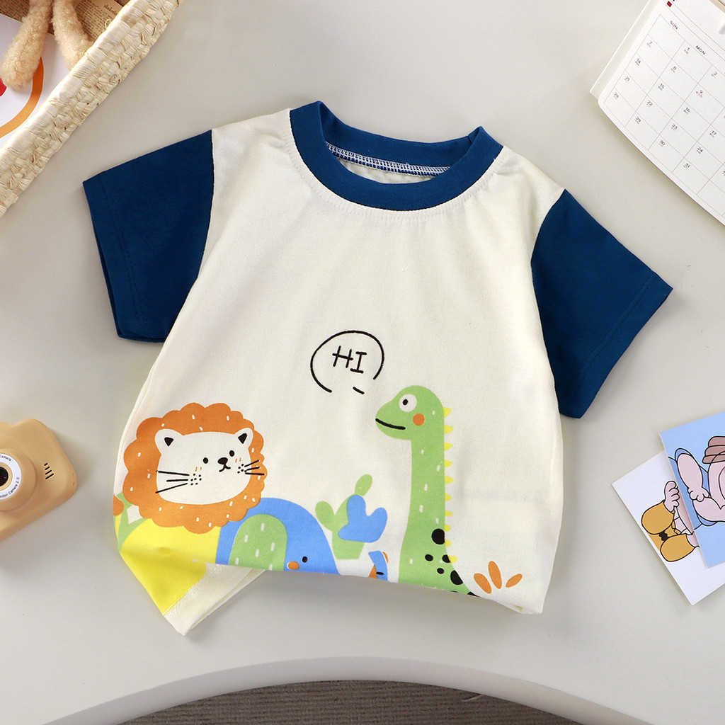 Trẻ Em Mùa Hè Cotton Nguyên Chất Áo Thun Ngắn Tay Bé Trai Bé Gái Hoạt Hình In Hình Top Thoáng Khí Rời Phong Cách Thường Ngày 8O-140 Kích Thước​ Te6w