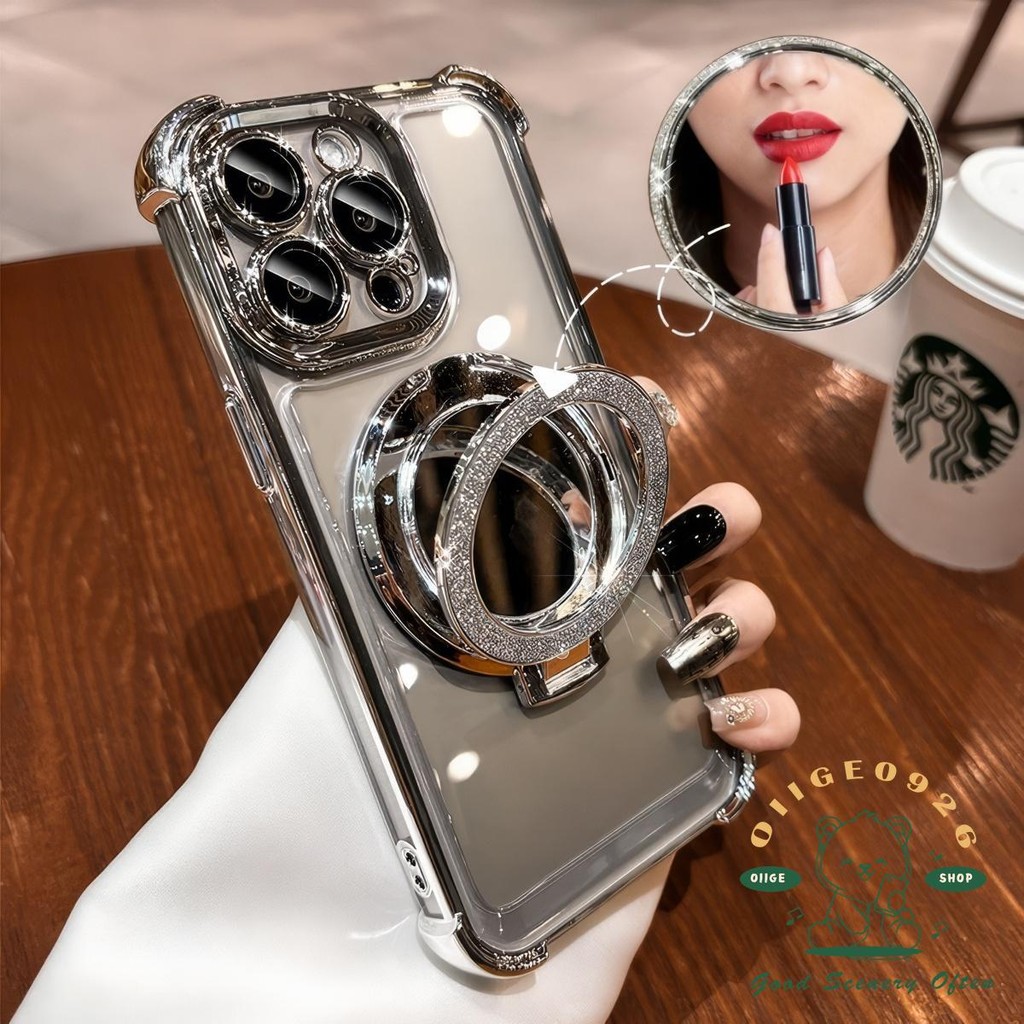 Chống Rơi Gương Từ Giá Đỡ Ốp Lưng Điện Thoại iphone16 Pro Max 15 14 13 12 11 Vỏ Cho iPhone Vỏ Silicon Mềm TPU Chống Sốc