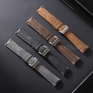 Dây đeo đồng hồ da thật mờ 20mm 22mm Dây đeo đồng hồ da bò thạch anh Đồng hồ cơ Vòng đeo tay nam nữ Đen Xám Nâu