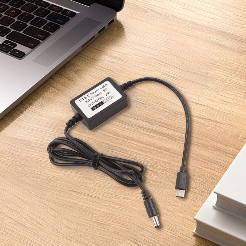 USB Type C PD20V to DC24V Power Cable for 24V Devices PD12V 15V 20V to DC24V