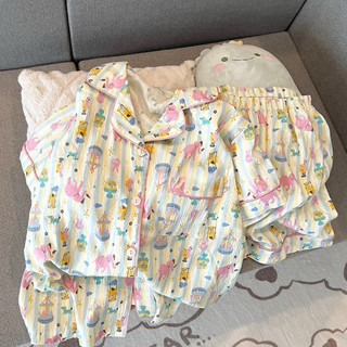 Bộ Đồ Ngủ Mới Nữ Mùa Hè Mây cotton Đôi Ngắn Bé Gái Dễ Thương Viền Nhỏ Tay Ngắn Quần short Nhà Quần Áo Phù Hợp Với Bán Buôn