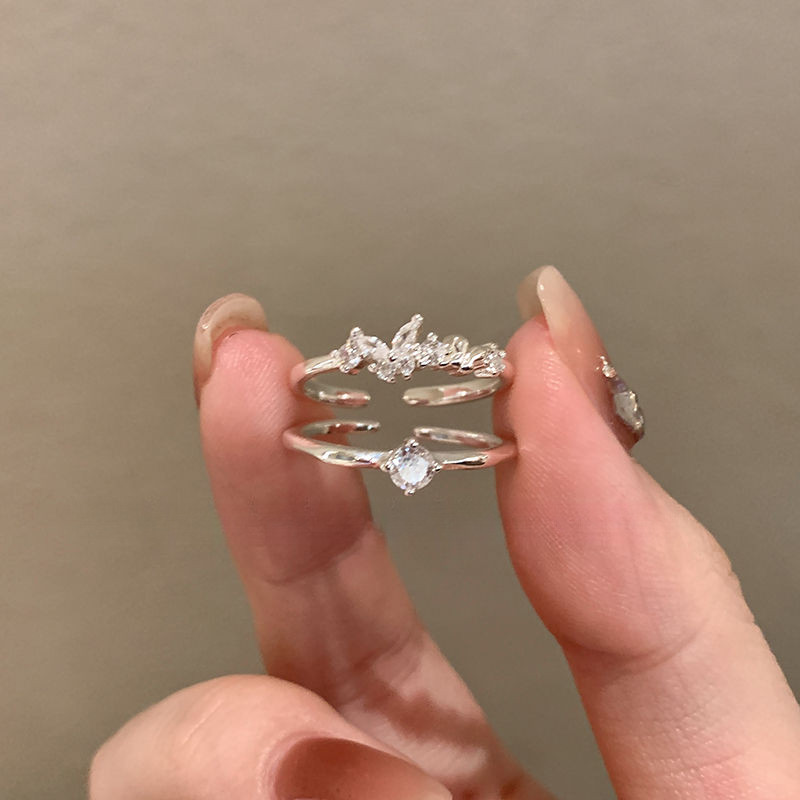 Nhẫn nữ xếp chồng zircon hình bướm thời trang và thanh lịch bán chạy