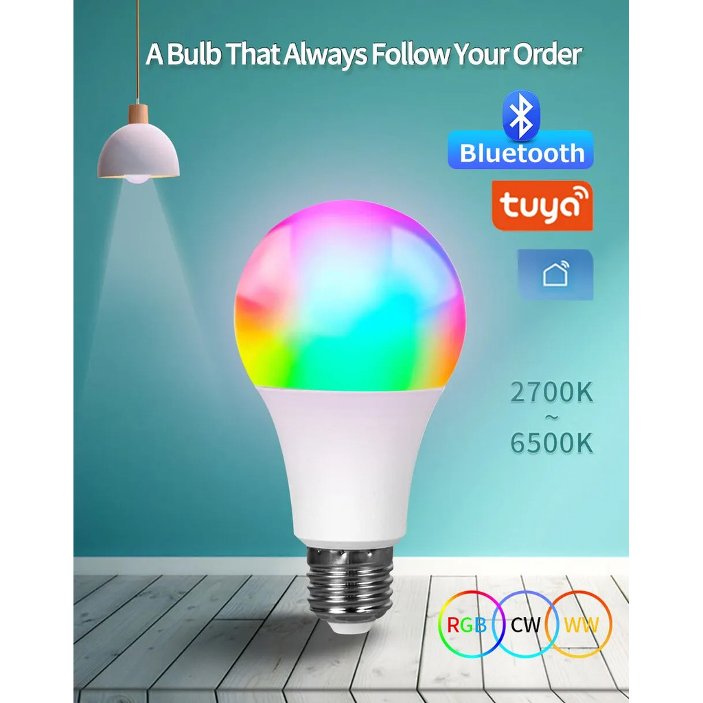 2 Bóng đèn LED WiFi thông minh E27 Điều khiển ứng dụng RGB thông minh 9W 220V Đèn đổi màu Tương thích IOS / Android Đèn thông minh Ampoule có thể điều chỉnh độ sáng cho ngoài trời trong nhà