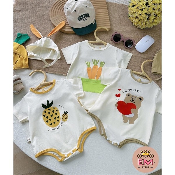 Set Body kèm mũ đáng yêu cho bé trai bé gái Size 4-12kg