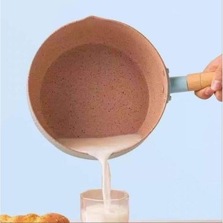 Chảo chống dính lúa mạch, tay cầm bằng gỗ phong cách hàn quốc dùng cho mọi loại bếp, không kèm nắp