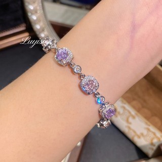 Vòng tay nữ hình bát giác, hoa hồng cắt aquamarine nhiều màu sắc, phong cách châu Âu và Mỹ