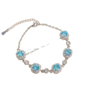 Vòng tay nữ hình bát giác, hoa hồng cắt aquamarine nhiều màu sắc, phong cách châu Âu và Mỹ