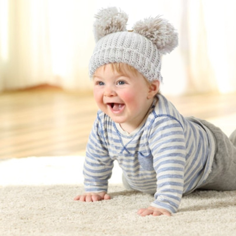 Innlike1 Mũ có Pompoms Dệt Kim Mùa Đông Mũ Ấm Áp Trẻ Sơ Sinh Móc Mũ Bonnet Mũ