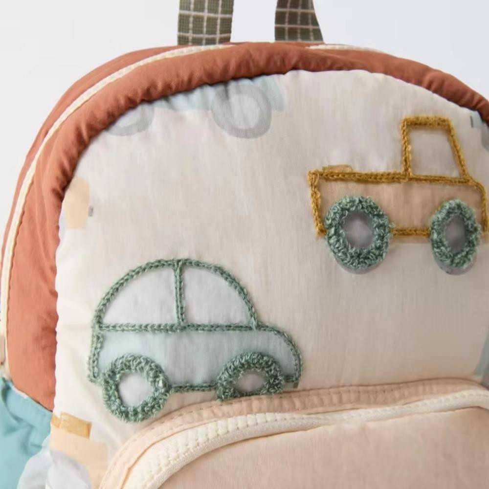 TPKSF98 Học Sinh Schoolbag, Ba Lô Đi Học Trẻ Em Thêu Xe Hoạt Hình Đa Năng, Bé Trai Và Bé Gái Mẫu Giáo Ba Lô Nhẹ Túi Sách