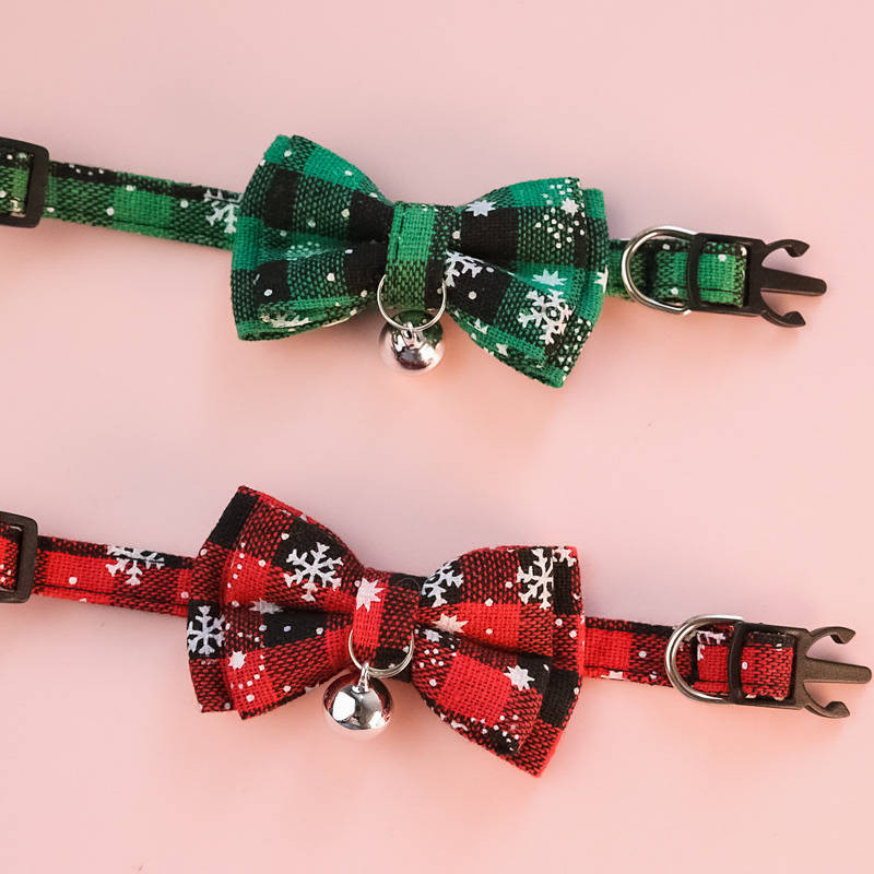 【Ready Stock】 Special Offer Christmas Bow Tie Pet Collar Santa Claus Cat Dog Bell Safety Buckle Ornament Decorative Bowknot 6e84