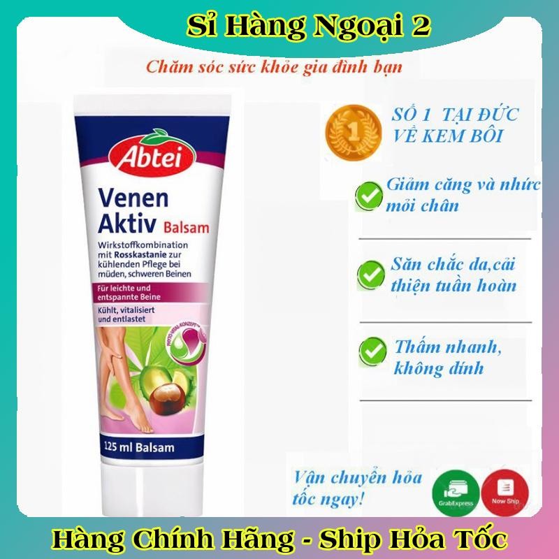 Kem Bôi giãn tĩnh mạch Abtei Venen Aktiv 125ML - Giảm suy giãn , bền vững thành mạch- Nội địa Đức date mới nhẩt