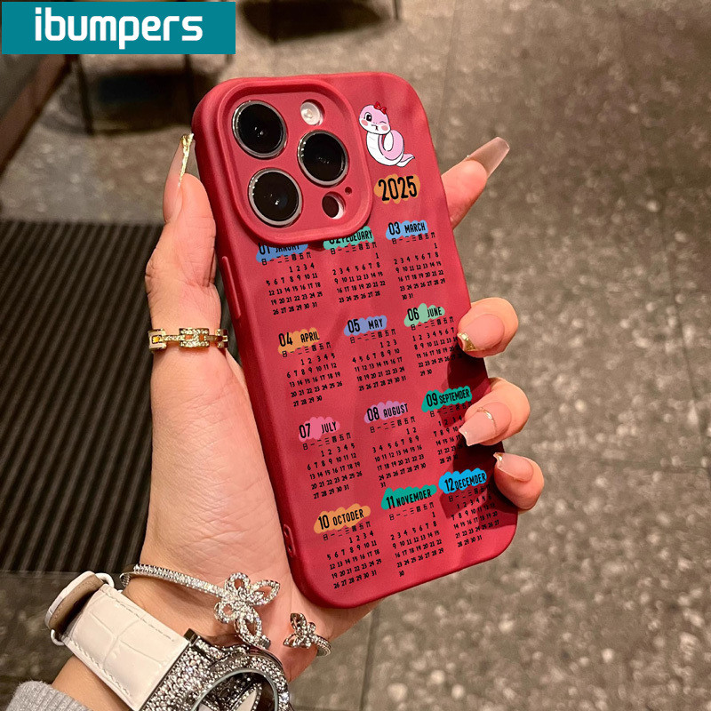 ibumpers Ốp Lưng iPhone Xinh Lịch Năm Mới 2025 Ốp Điện Thoại nhám mờ Silicon Mềm Chống Sốc Chống Bẩn Cho Iphone 16 15 14 12 13 11 Pro Max IP 7 8 Plus X XS XR