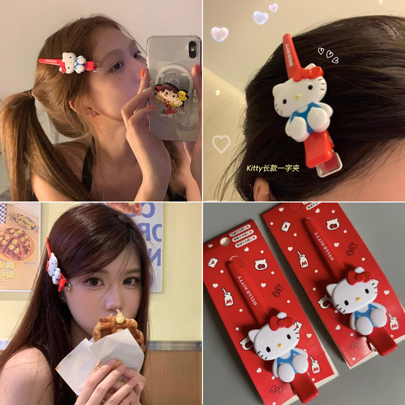 🍥jellycuty🍥Hellokitty Lớn Kẹp Tóc Hoạt Hình Dễ Thương Vịt Mỏ Kẹp Cô Gái Đầu Trước Bên Nổ Kẹp Mũ Đội Đầu