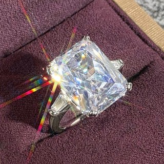S925 Bạc Quá Khổ Nhẫn Zircon Trang Sức Thời Trang Đơn Giản Quà Tặng Nữ