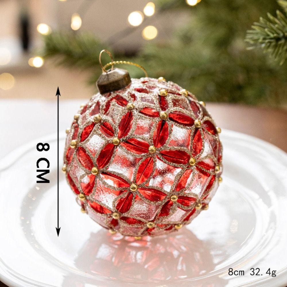 Bộ bóng Giáng sinh TPKSF98, Quả bóng cây thông Noel bằng thủy tinh 8cm, Thời trang Suspensable 6 màu Xmas Baubles Home