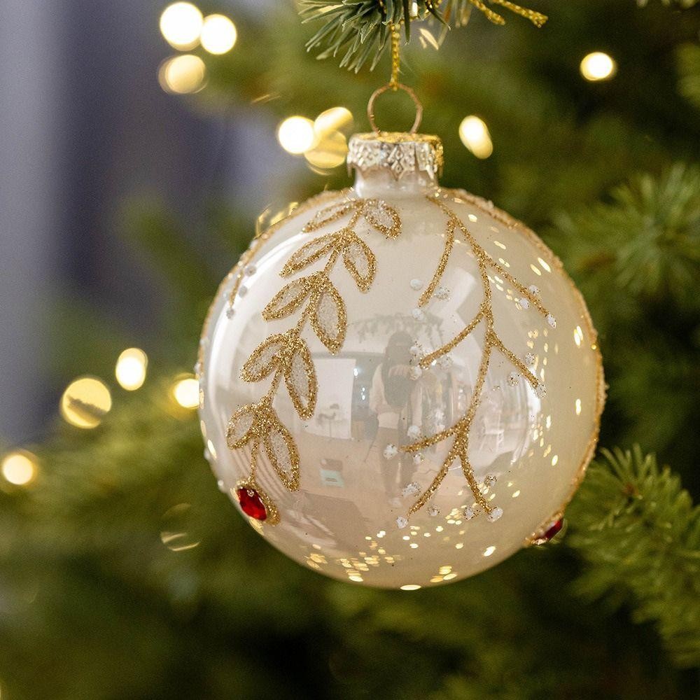 Bộ bóng Giáng sinh TPKSF98, Quả bóng cây thông Noel bằng thủy tinh 8cm, Thời trang Suspensable 6 màu Xmas Baubles Home