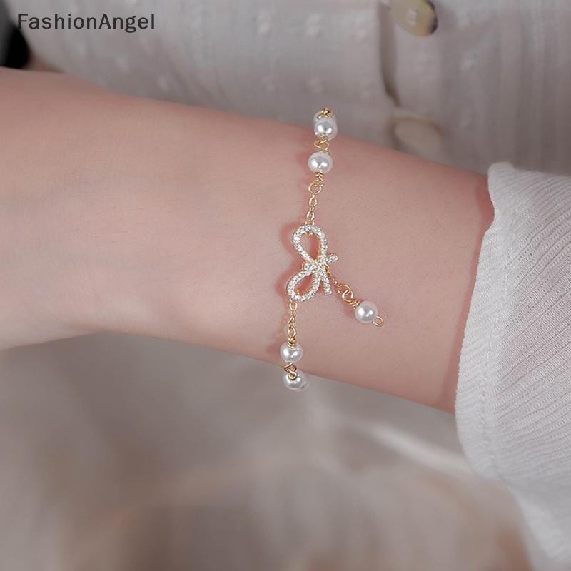 Fashionangel Thời Trang Nữ Nơ Ngọc Trai Vòng Tay Quyến Rũ Pha Lê Chất Lượng Cao Mỏng Dây Chuyền Vòng Tay Trang Sức Thời Trang Hello Girl Quà Tặng VN