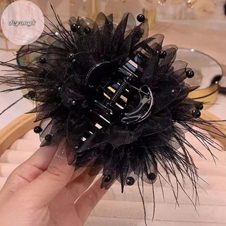 Deyangk Hàn Quốc Nữ Thời Trang Lưới Hoa Phụ Kiện Tóc Organza Ngọc Trai Đen Cầm Mũ VN