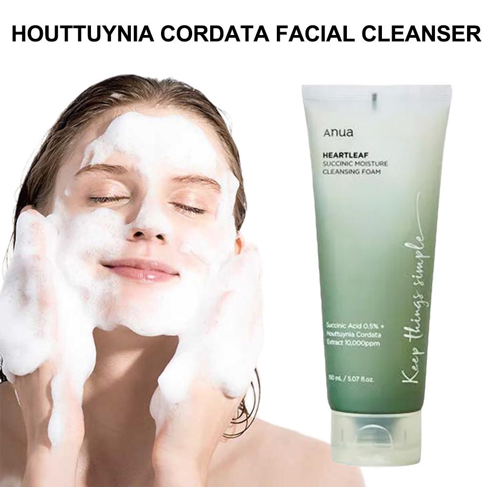 Bọt làm sạch độ ẩm Succinic 150ml Sữa rửa mặt Houttuynia Cordata Làm sạch sâu với L0Y5