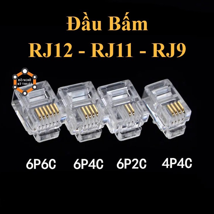 Đầu bấm điện thoại RJ12 6 pin, RJ11 4 pin / 2 pin, RJ9 4 pin loại tốt ...