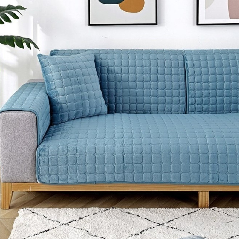 Vải Flannel Sofa Đệm Chống Trơn Trượt Dày Phòng Khách Sofa Trang Trí Bao Vải Ấm Bụi Nhung Mềm Tựa Lưng Tay Khăn
