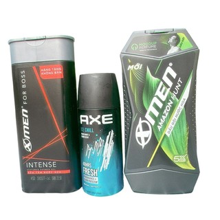 Combo X-Men 3 món gồm: Sữa tắm Boss đỏ 150g + Dầu gội dành cho nam Xmen 150g + Xịt khử mùi toàn thân AXE 50ml