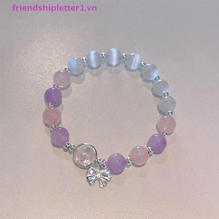 {Fh Fashion} Vòng tay đính cườm nơ pha lê ánh trăng Vòng tay đàn hồi nhẹ dành cho nữ Phụ kiện trang sức Quà tặng.