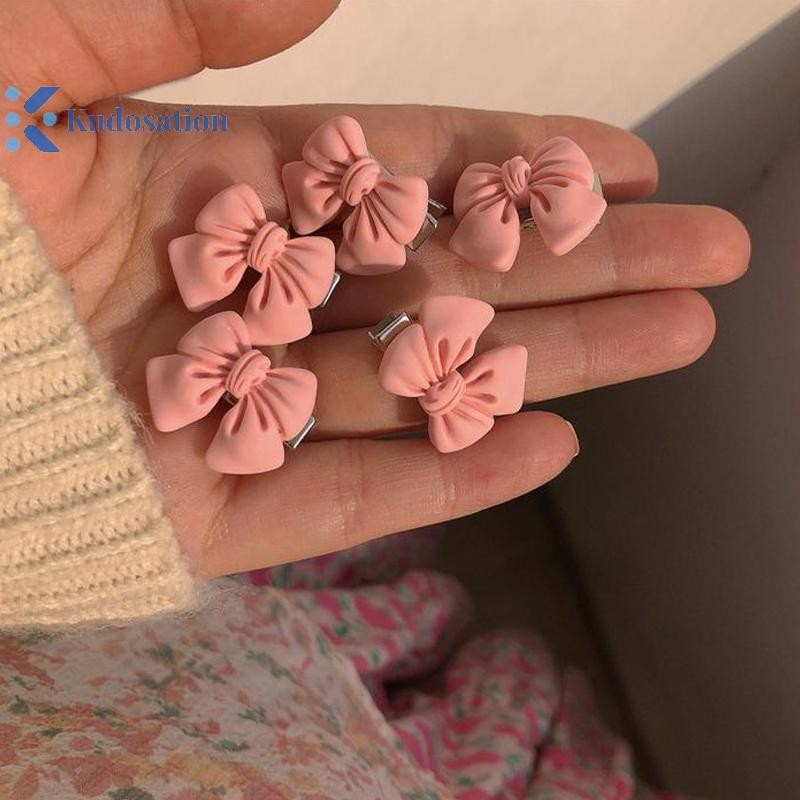 Kudosation Màu Hồng Mềm Mại Cô Gái Dễ Thương Series Đào Phong Cách Ngọt Ngào Camellia Ren Kẹp Nơ Mũ Đội Đầu