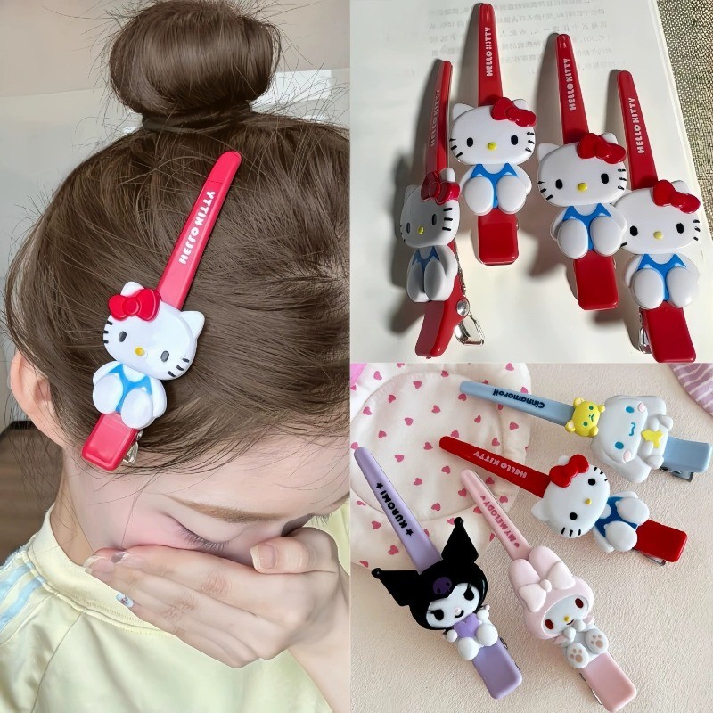 Hoạt Hình Dễ Thương Hellowkitty Bangs Kẹp Tóc Nữ Sanrio Mỏ Vịt Lớn Kẹp