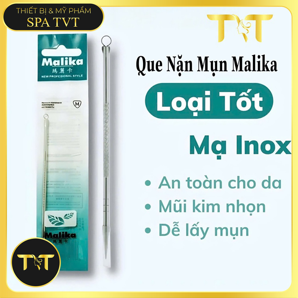 Que Nặn Mụn MAIKA (Malika) Inox 2 Đầu, Hỗ Trợ Làm Sạch Mụn Đầu Đen, Mụn Cám, Bã Nhờn