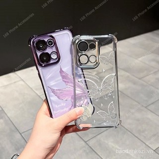 Ốp lưng OPPO Reno 13F 13 Casing OPPO Reno 13F A5 Pro 5G 13 Pro Casing hình bướm dễ thương, trong suốt, mềm mại, chống sốc với màng bảo vệ ống kính camera, túi khí dày, sang trọng trong suốt