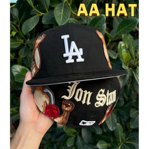 Mới Rra Jon Stan x Los Angeles dodgers đen 59Fifty bên thêu logo thiên thần hoàn toàn đóng mũ bóng chày * * --