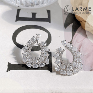Khuyên tai nữ size lớn bông tai sang trọng dự tiệc, khuyên cô dâu Larme accessories -KT0254
