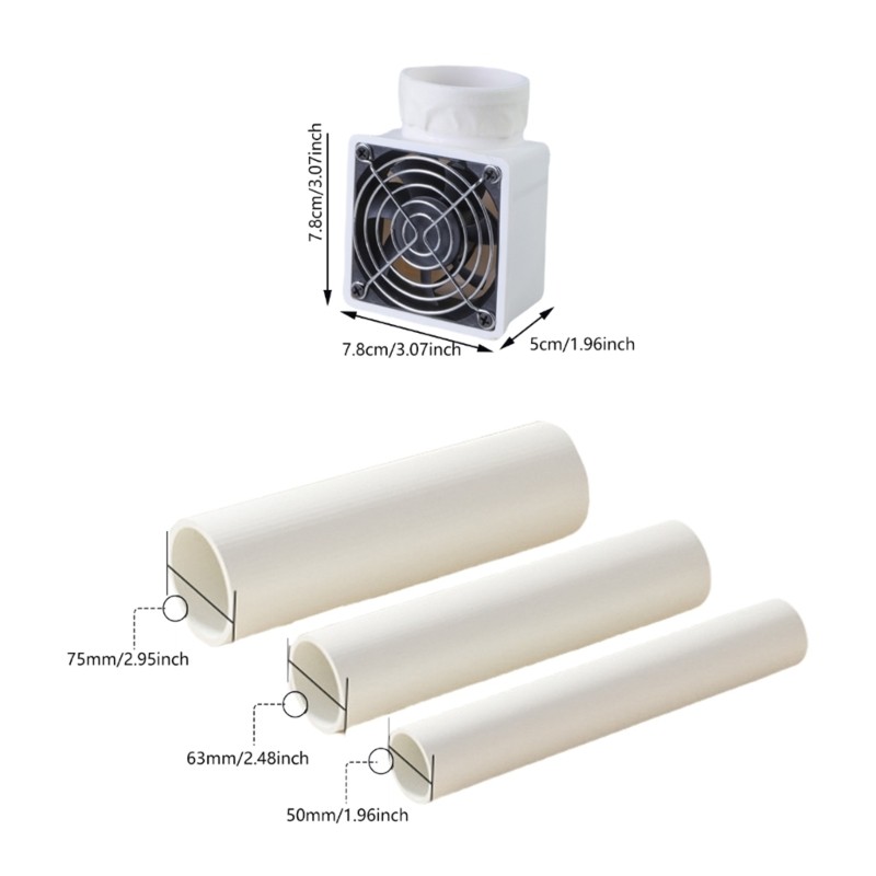 Quạt ống 12V hiệu quả năng lượng mặt trăng 50mm 63mm 75mm cho tủ quần áo Tủ giày Xưởng thông hơi Hoạt động liên tục Thông gió