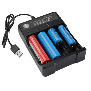 Máy sạc pin lithium 4 khe 3.7V USB, hỗ trợ các loại pin 10440 14500 16340 16650 14650 18350 18500.
